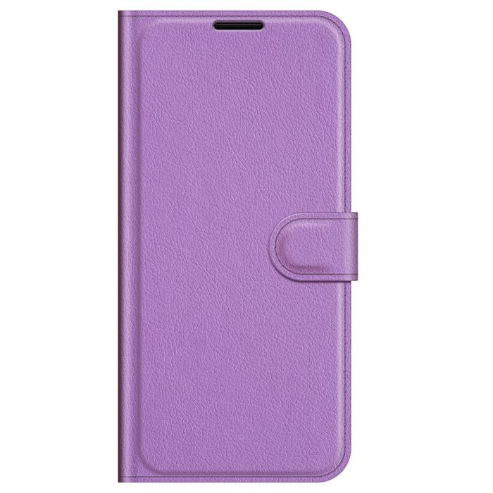 Bild 5,  iPhone 13 Pro Max - Litchi Slim Läder Fodral - Lila