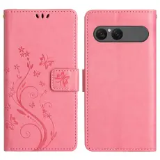  Sony Xperia 10 VII Fodral Med Blommigt Tryck Rosa