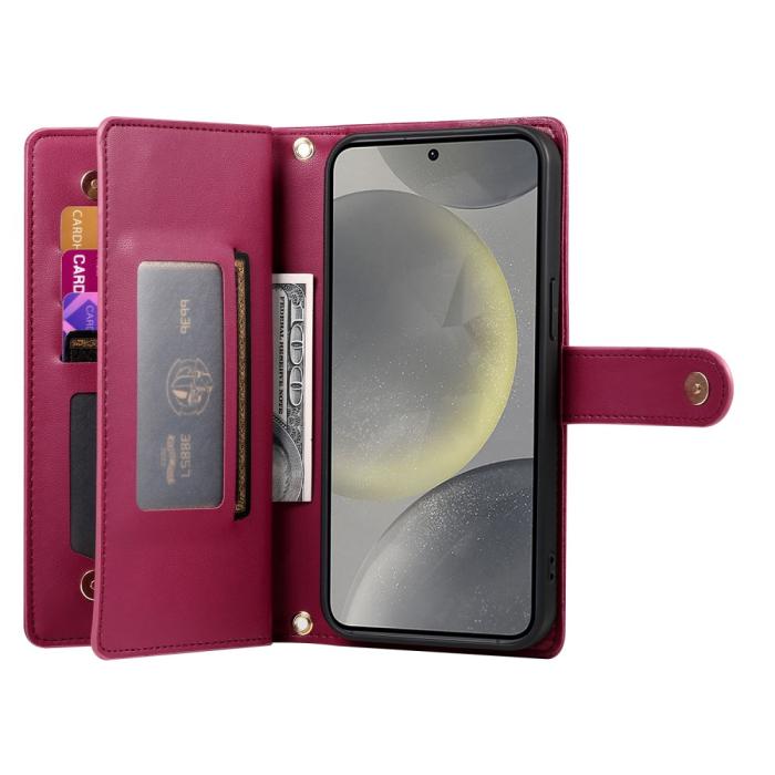 Bild 2,  Samsung Galaxy S25 Fodral Multifunktionell Läder Röd