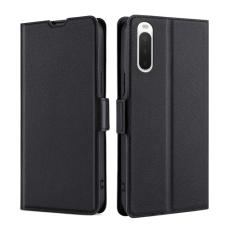  Sony Xperia 10 IV Fodral Slim L&auml;der Svart