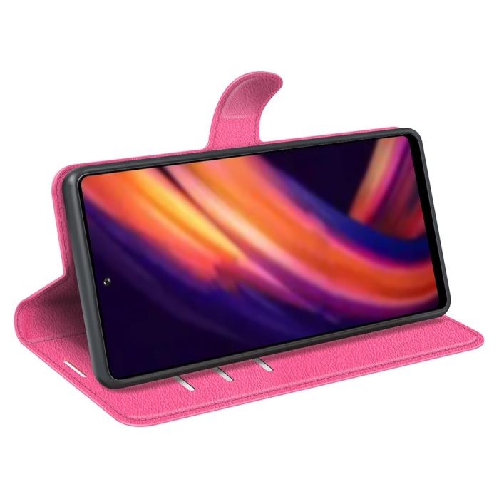 Bild 6,  Motorola Edge 30 Pro Fodral Litchi Textur Rosa