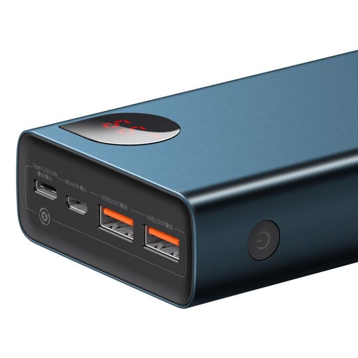 Bild 5, BASEUS Baseus 65W 20000 mAh Power Bank USB-C/USB-A/MicroUSB QC PD Blå
