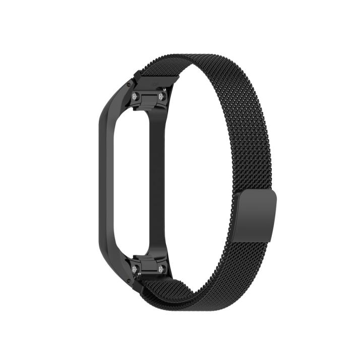 Bild 3,  Samsung Galaxy Fit 2 Metall Armband Milanese Loop Svart
