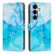  Samsung Galaxy S26 Fodral Läder Marmor Blå / Grön
