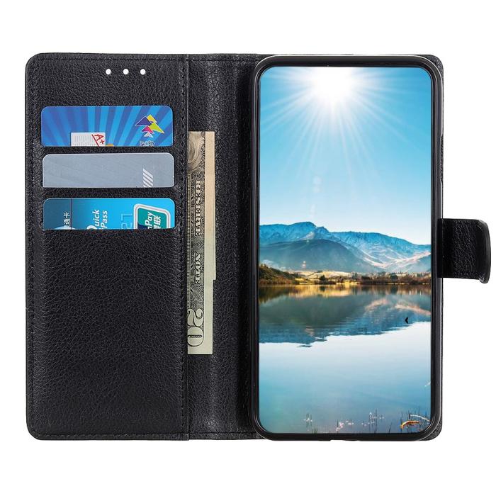 Bild 4,  Motorola Moto G200 Fodral Litchi Läder Svart
