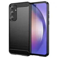  Samsung Galaxy A55 5G Skal Borstad St&aring;l Textur Svart