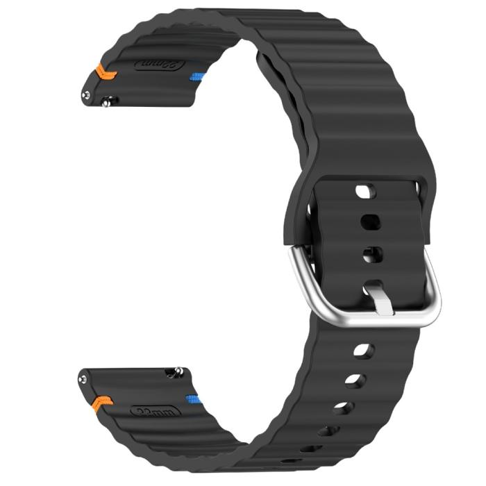 Bild 4,  Klockarmband 22 mm Silikon Wave Design Svart