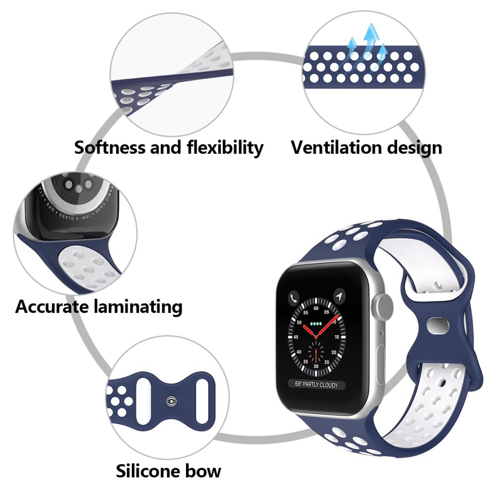 ColorPop Sportarmband Dual-Color Apple Watch 42/41/40/38 mm (S/M) Blå/Vit