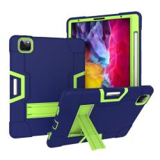  iPad Pro 12.9 (2020/2021) - Shockproof Skal Med Kickstand - M&ouml;rk Bl&aring;/Gr&ouml;n