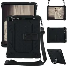  iPad Pro 12.9 (2018/2020/2021) - Hybrid Skal Kickstand Och Rem - Svart
