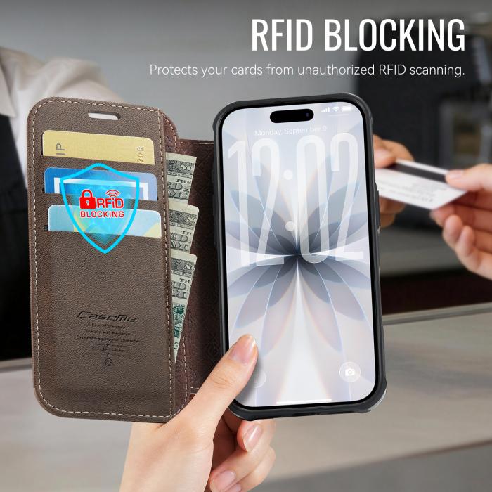Bild 4, CASEME CASEME iPhone 17 Skal RFID Plånbok Brun