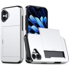  iPhone 16 Plus Skal Hybrid Med Kortfack Silver