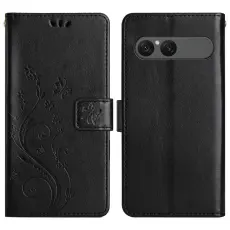  Sony Xperia 10 VII Fodral Med Blommigt Tryck Svart