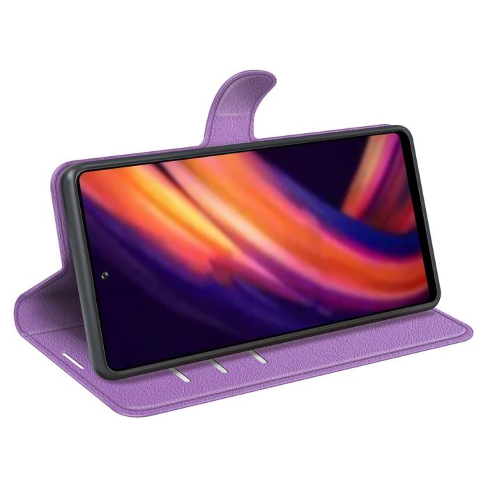 Bild 6,  Motorola Edge 30 Pro Fodral Litchi Textur Lila