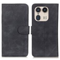 KHAZNEH KHAZNEH Motorola Edge 50 Ultra 5G Fodral Retro L&auml;der Svart
