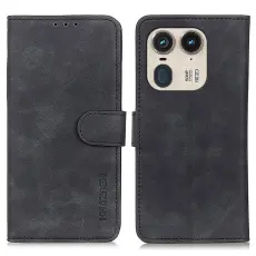 KHAZNEH KHAZNEH Motorola Edge 50 Ultra 5G Fodral Retro L&auml;der Svart