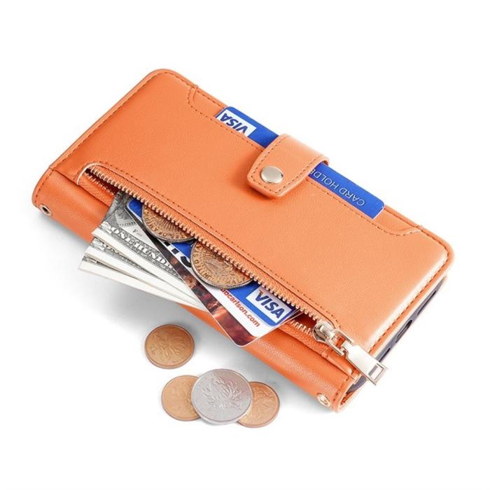 Bild 5,  Xiaomi Redmi 15C Fodral Läder Multifunktionellt Orange