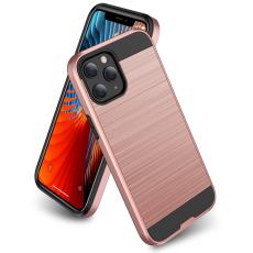  iPhone 12 Pro Max - Borstad St&aring;l Textur Skal - Ros&eacute;guld