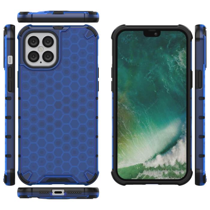 Bild 2,  iPhone 12 Pro Max - Armor Honeycomb Textur - Blå