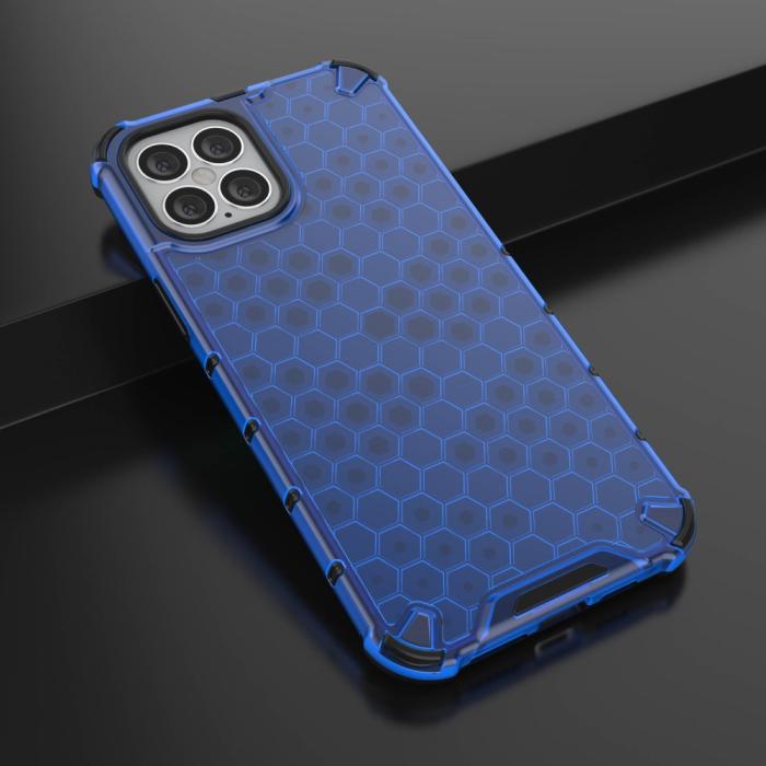Bild 4,  iPhone 12 Pro Max - Armor Honeycomb Textur - Blå