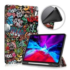  iPad Pro 12.9 (2020/2021) - Tri-Fold Fodral Med Pennh&aring;llare - Grafitti