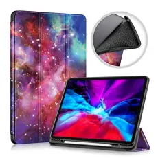  iPad Pro 12.9 (2020/2021) - Tri-Fold Fodral Med Pennh&aring;llare - Cosmic Space