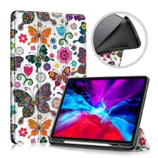  iPad Pro 12.9 (2020/2021) - Tri-Fold Fodral Med Pennh&aring;llare - Fj&auml;rilar