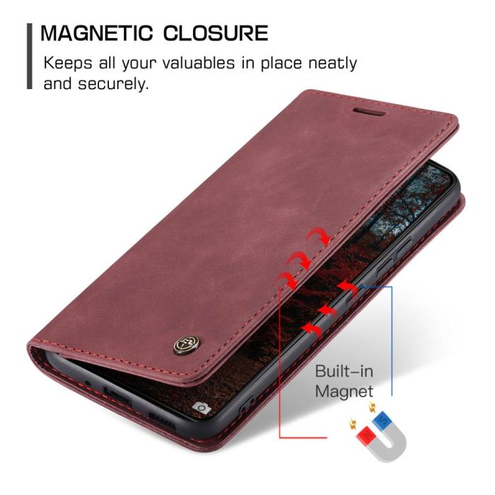 Bild 6, CASEME CASEME Xiaomi 14 Fodral Flip Läder Röd