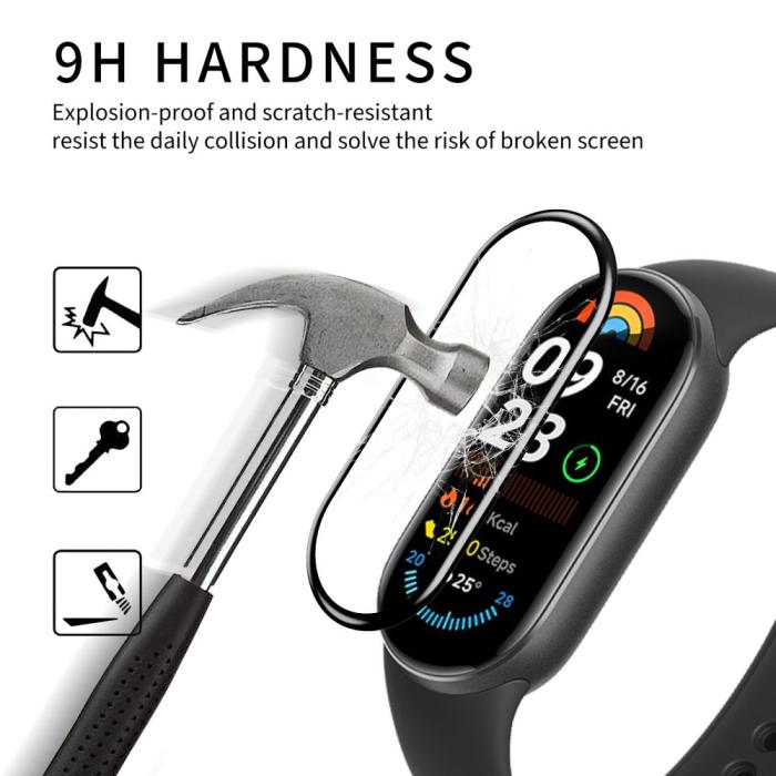 Bild 4, HOFI HOFI Xiaomi Smart Band 9 2-PACK Skärmskydd Pro+ Hybrid Glas Svart