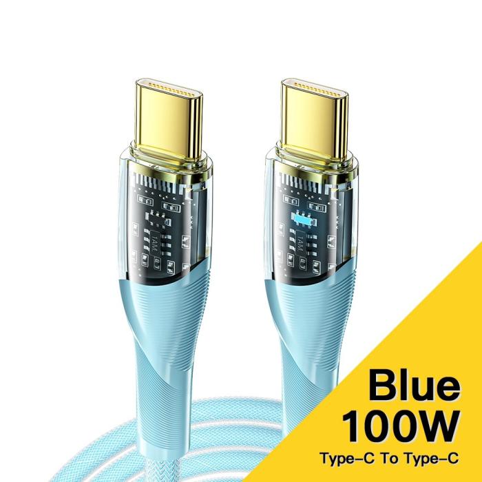 Bild 2, ESSAGER ESSAGER 1m 100W PD USB-C - USB-C Kabel Blå
