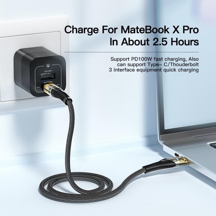Bild 3, ESSAGER ESSAGER 1m 100W PD USB-C - USB-C Kabel Blå