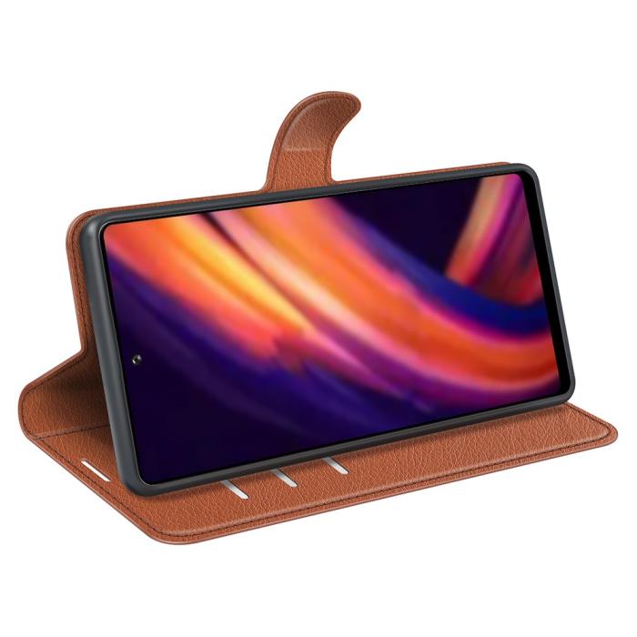 Bild 6,  Motorola Edge 30 Pro Fodral Litchi Textur Brun