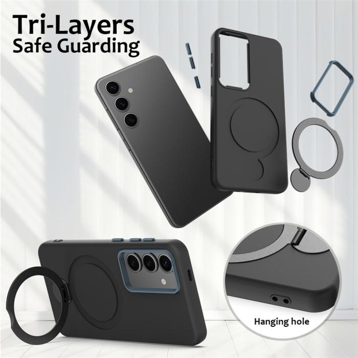 Bild 6,  Samsung Galaxy S25 / S24 Skal MagSafe Kickstand Hybrid Svart