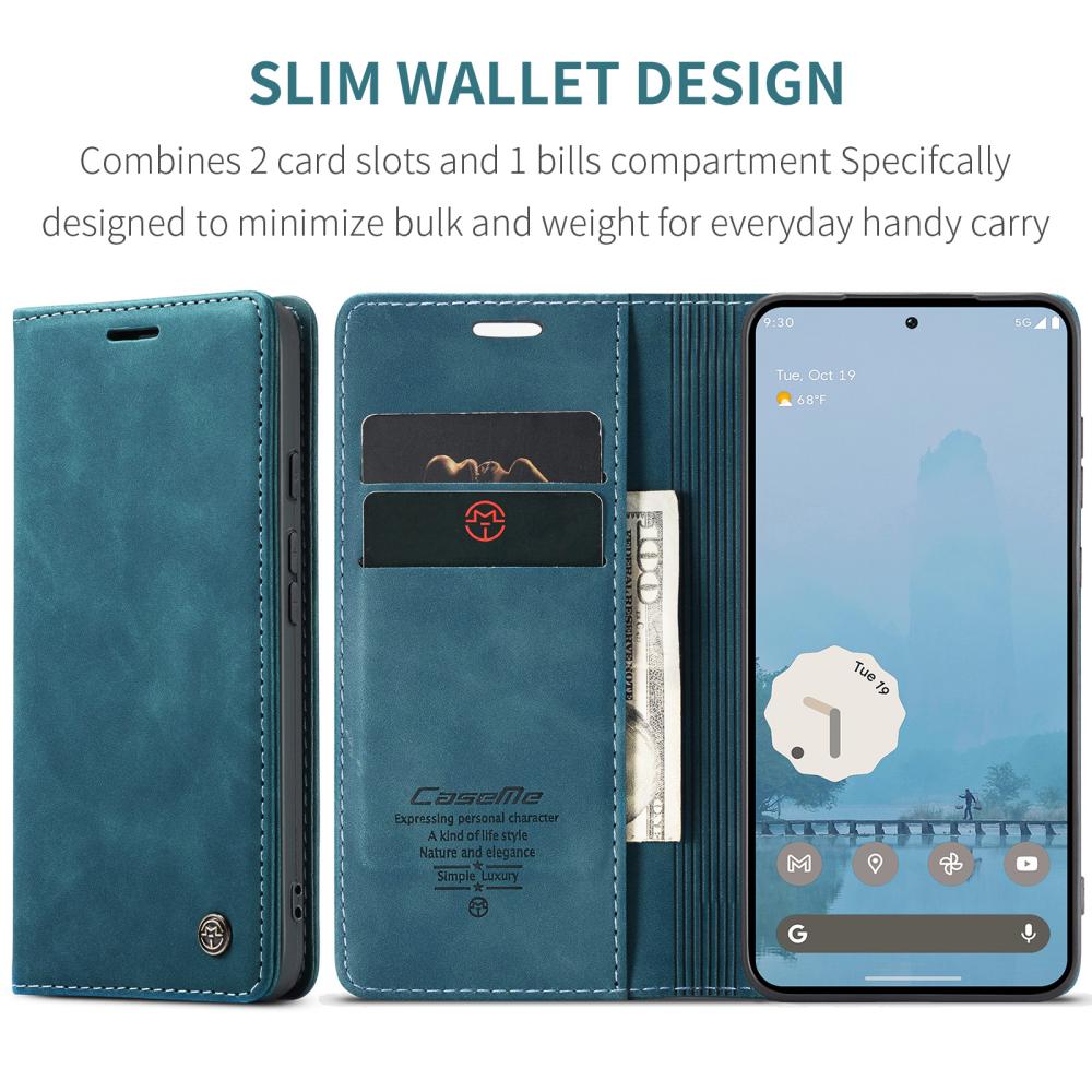 CASEME CASEME Google Pixel 10a Fodral Flip Retro Läder Blå