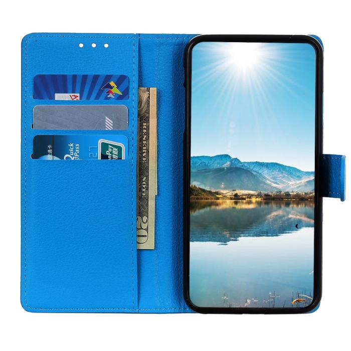 Bild 5,  Motorola Moto G200 Fodral Litchi Läder Blå