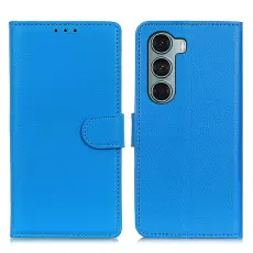  Motorola Moto G200 Fodral Litchi L&auml;der Bl&aring;