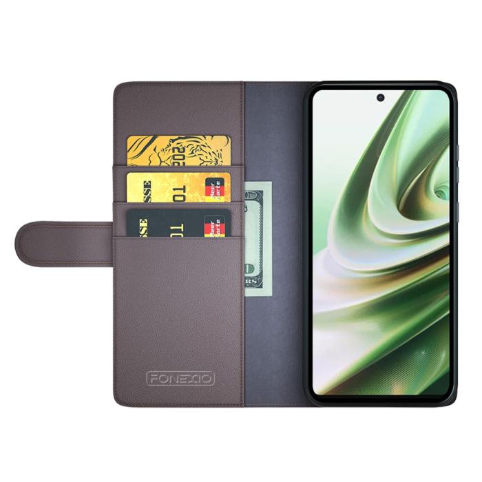 Bild 2,  OnePlus Nord CE 3 Lite 5G Fodral Premium Äkta Läder Brun