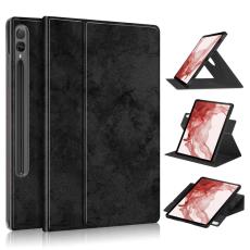  Galaxy Tab S9 Fodral L&auml;der 360&deg; Rotation Svart