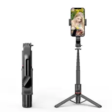  Selfie Stick Tripod 106 cm Tr&aring;dl&ouml;s Bluetooth Svart