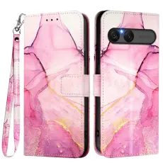  Sony Xperia 10 VII Fodral L&auml;der Marmor Rosa