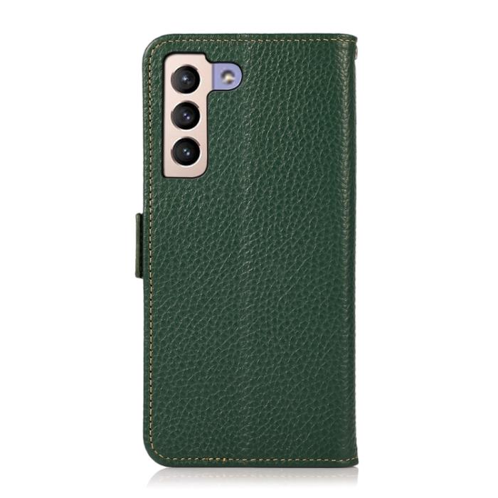 Bild 3, KHAZNEH KHAZNEH Samsung Galaxy S22 Fodral RFID Litchi Äkta Läder Grön