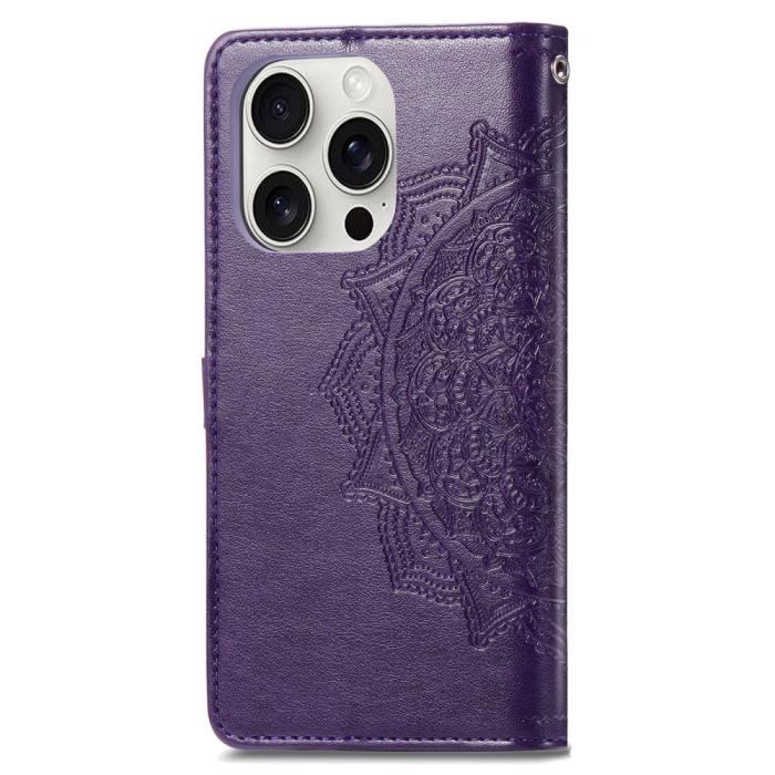 Bild 5,  iPhone 16 Pro Fodral Mandala Läder Lila
