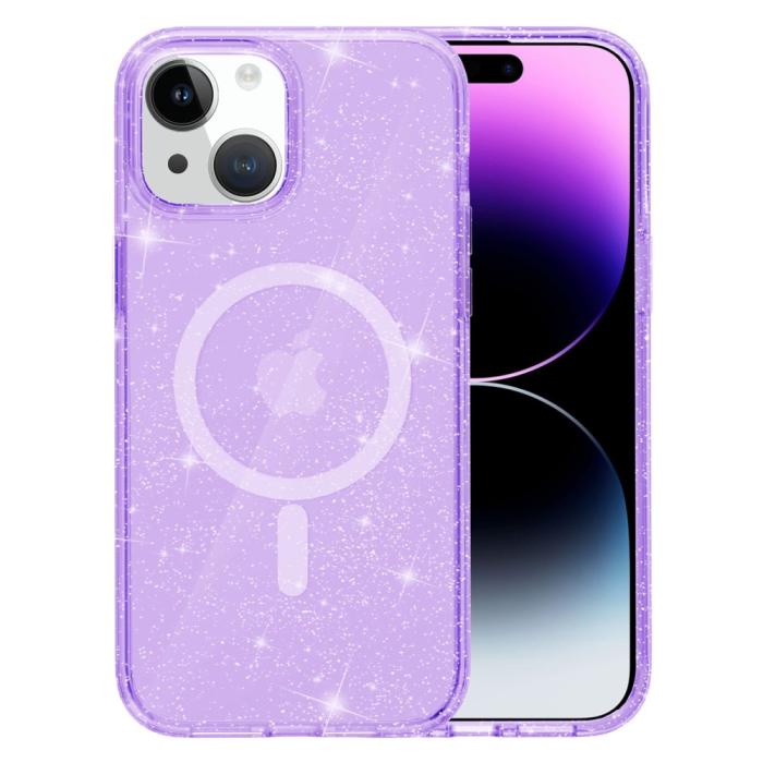 Bild 3,  iPhone 15 Skal MagSafe Hybrid Glitter Lila