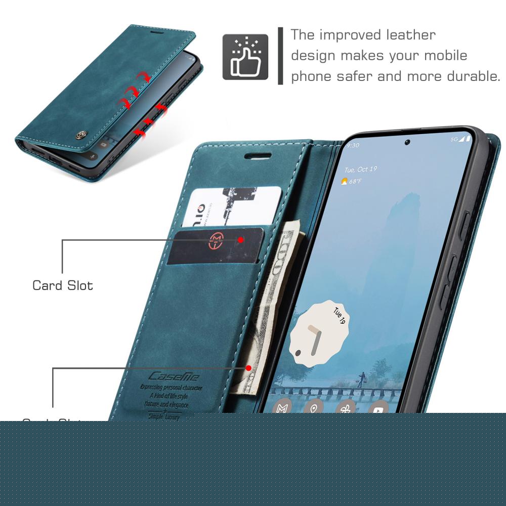 CASEME CASEME Google Pixel 10a Fodral Flip Retro Läder Blå