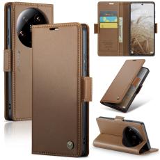 CASEME CASEME Xiaomi 14 Ultra Fodral L&auml;der RFID Brun