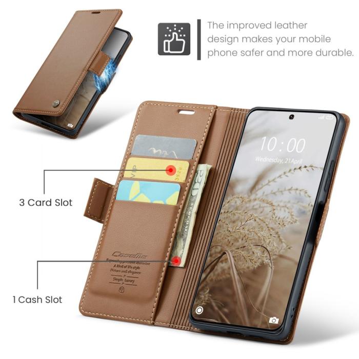 Bild 5, CASEME CASEME Xiaomi 14 Ultra Fodral Läder RFID Brun