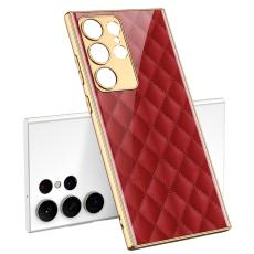 GKK GKK Galaxy S24 Ultra Skal H&auml;rdat Glas Electroplate R&ouml;d Diamond