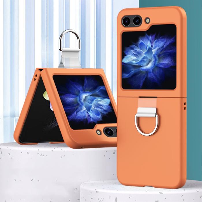 Bild 2,  Galaxy Z Flip 6 / 7 FE Skal Skin Touch Ringhållare Orange
