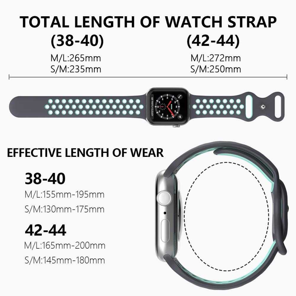 ColorPop Sportarmband Dual-Color Apple Watch 42/41/40/38 mm (S/M) Grå/Teal