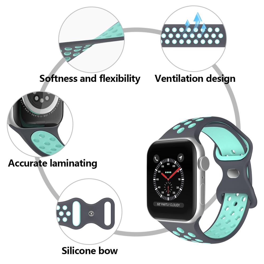 ColorPop Sportarmband Dual-Color Apple Watch 42/41/40/38 mm (S/M) Grå/Teal